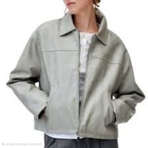 BDG Urban Outfitters Women's Light Gray Faux Leather Jacket Lined Relaxed Fit